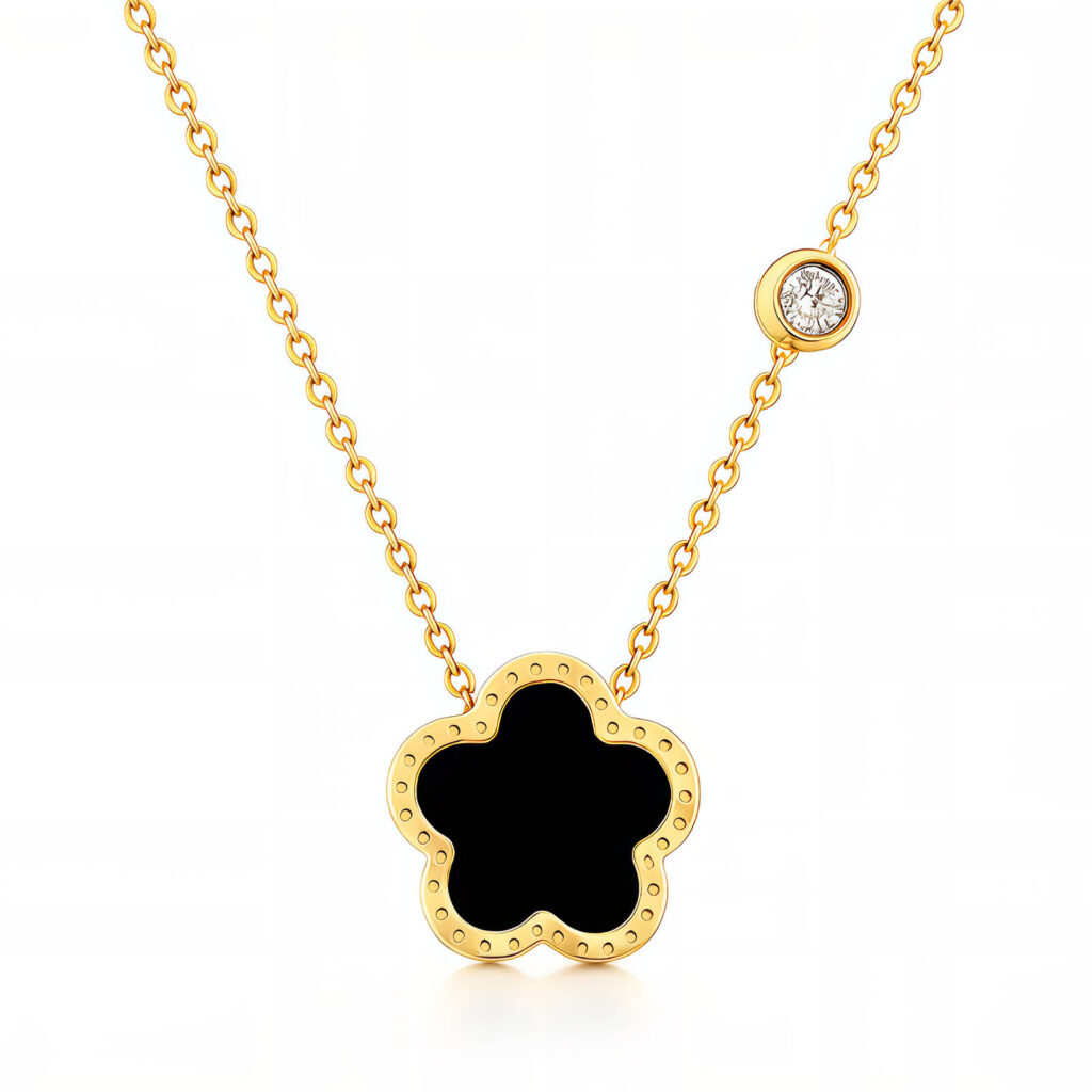 Black Flower Unique Necklace