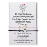 et of 2 matching couple cord bracelets with wine glass charm black and pink string gift card