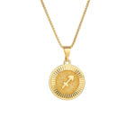 Zlatý náhrdelník so znamením Strelec (Sagittarius) na okrúhlom medailóne