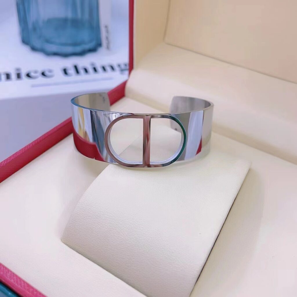 Statement Silver Cuff Bracelet with Geometric Cutout, Made of Surgical Steel
