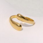 Gold Adjustable Teardrop Ring Made of Surgical Steel