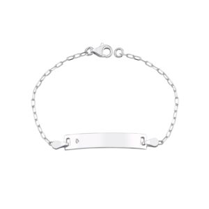 Lumi Children's Silver Bracelet with Plate and Diamond, Christening Gift