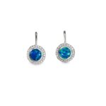 Runde Silberohrringe mit blauem Opal und Zirkonia Opal Clasic Silber 925