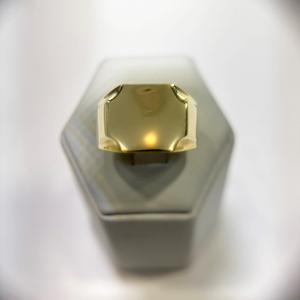 Geometric gold Finland signet ring angular design 14k