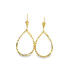 Gold Dangle Teardrop Earrings with Textured Surface Ditta 14k