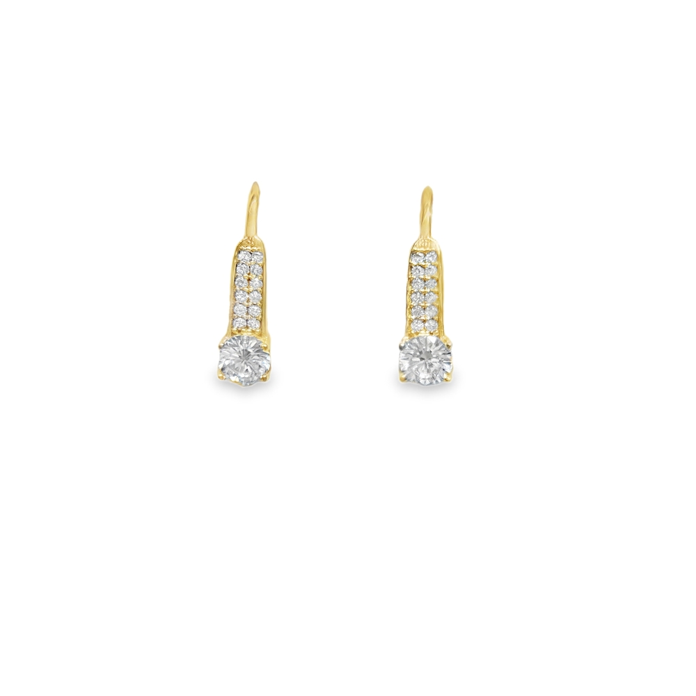 Gold Dangle Earrings with Zircons Paris 14k